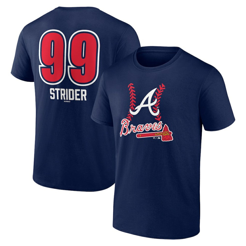 Spencer Strider Atlanta Braves Fastball Player Name & Number T-Shirt - Navy