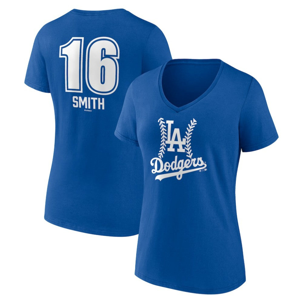 Will Smith Los Angeles Dodgers Women's Fastball Player Name & Number V-Neck T-Shirt - Royal