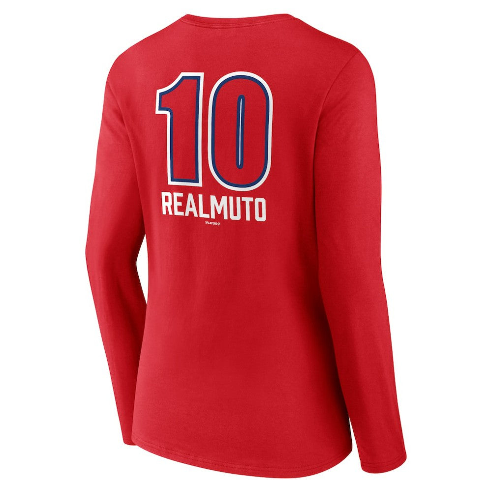 J.T. Realmuto Philadelphia Phillies Women's Fastball Player Name & Number Long Sleeve V-Neck T-Shirt - Red