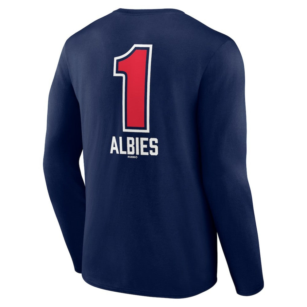 Ozzie Albies Atlanta Braves Fastball Player Name & Number Long Sleeve T-Shirt - Navy