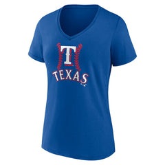 Evan Carter Texas Rangers Women's Fastball Player Name & Number V-Neck T-Shirt - Royal