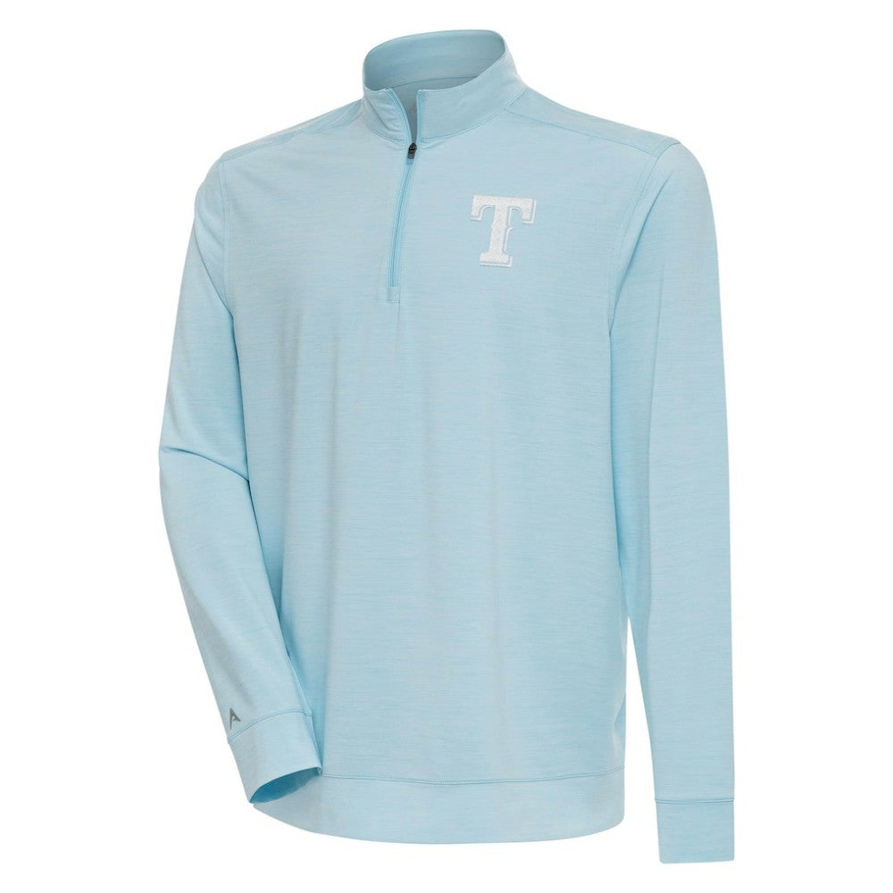 Texas Rangers Antigua Bright Quarter-Zip Pullover Top - Powder Blue