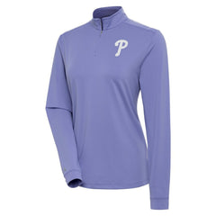 Philadelphia Phillies Antigua Women's Finish Quarter-Zip Pullover Top - Purple