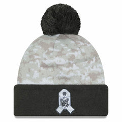 Las Vegas Raiders New Era 2024 Salute To Service Digital Camo Cuffed Knit Hat with Pom - White/Graphite sale
