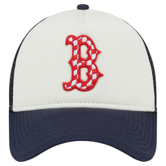 Boston Red Sox Checkered Flag A-Frame Trucker 9FORTY Adjustable Hat - White/Navy | New Era