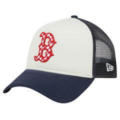 Boston Red Sox Checkered Flag A-Frame Trucker 9FORTY Adjustable Hat - White/Navy | New Era