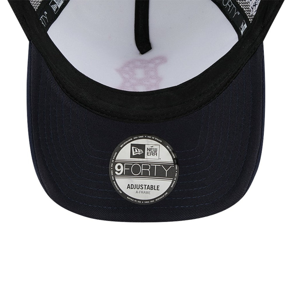 Boston Red Sox Checkered Flag A-Frame Trucker 9FORTY Adjustable Hat - White/Navy | New Era