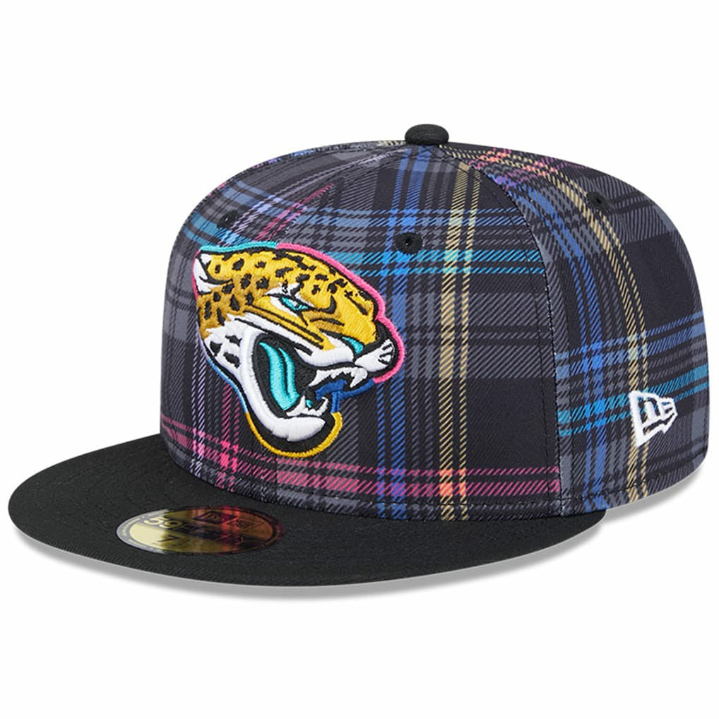 Jacksonville Jaguars New Era 2024 NFL Crucial Catch Plaid 59FIFTY Fitted Hat - Black for sale