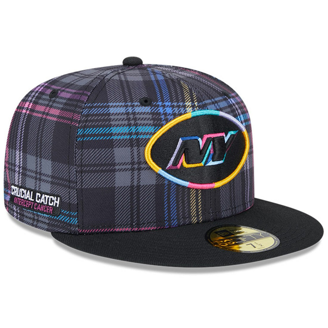 New York Jets New Era 2024 NFL Crucial Catch Plaid 59FIFTY Fitted Hat - Black cheap