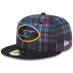 New York Jets New Era 2024 NFL Crucial Catch Plaid 59FIFTY Fitted Hat - Black cheap