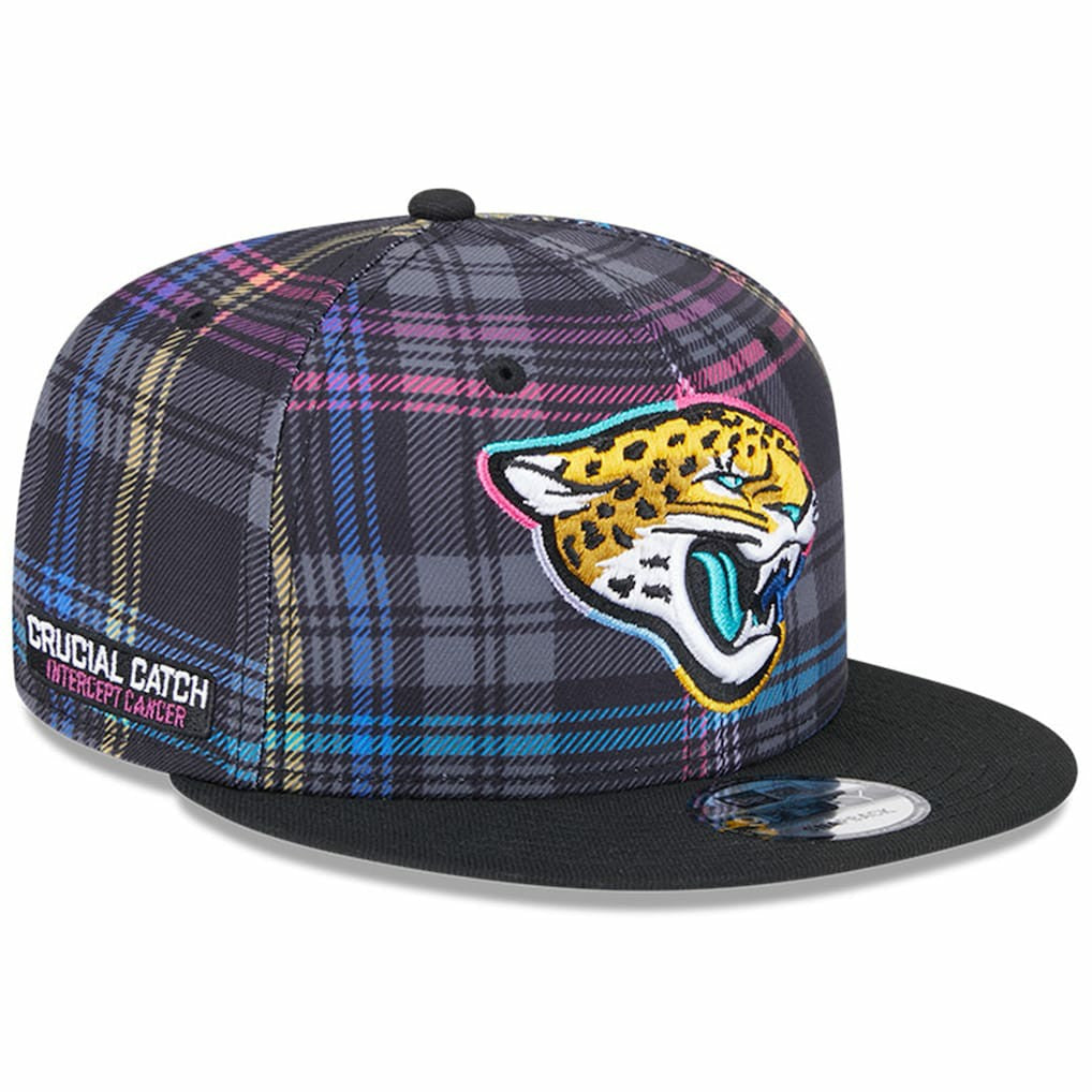 Jacksonville Jaguars New Era 2024 NFL Crucial Catch Plaid 9FIFTY Snapback Hat - Black sale