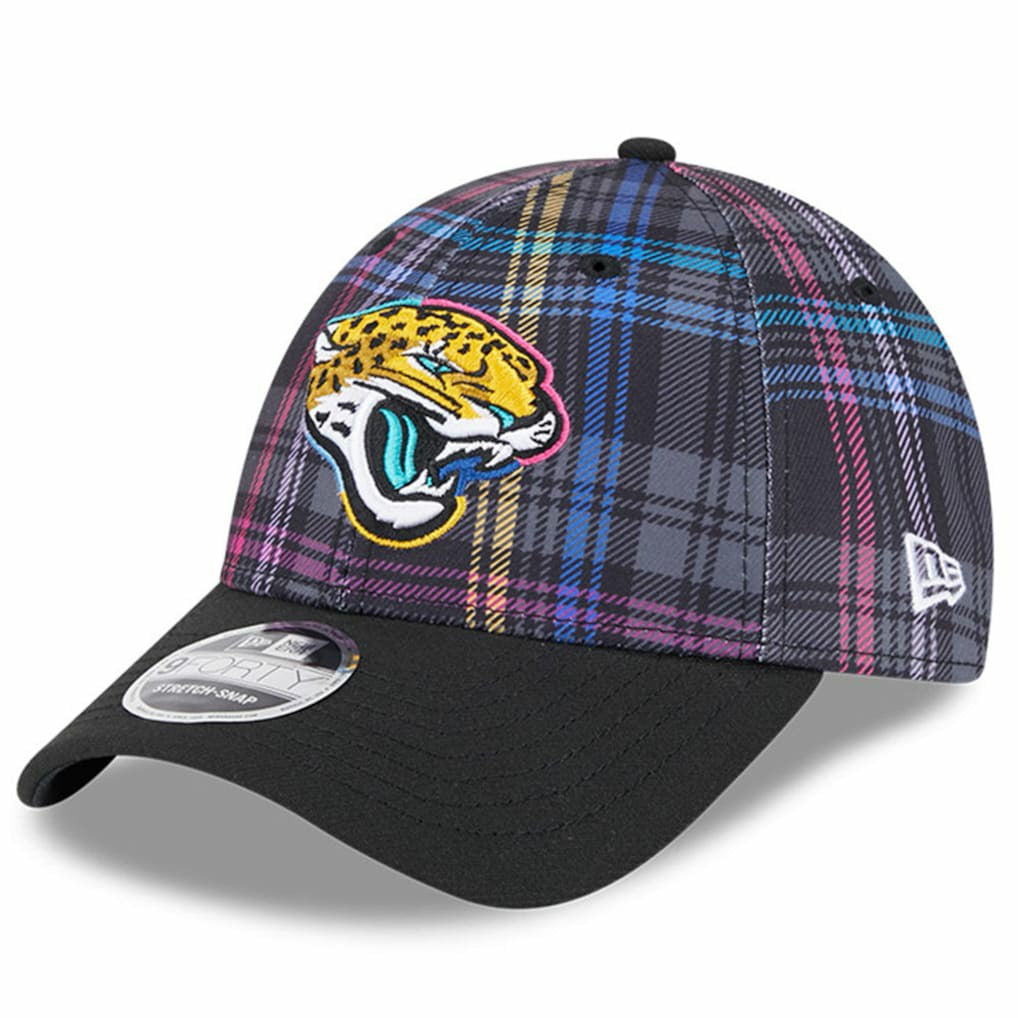 Jacksonville Jaguars New Era 2024 NFL Crucial Catch Plaid 9FORTY Adjustable Hat - Black cheap