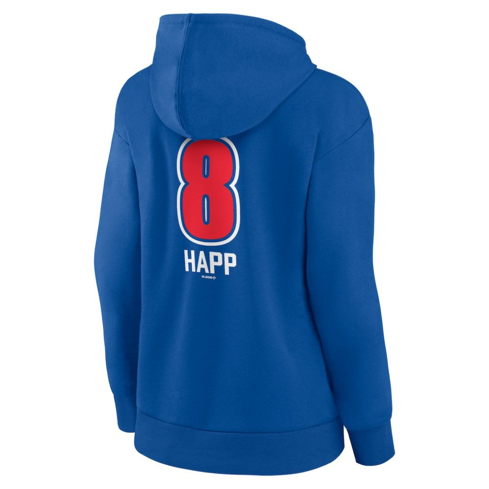 Ian Happ Chicago Cubs Women's Fastball Player Name & Number Pullover Hoodie - Royal