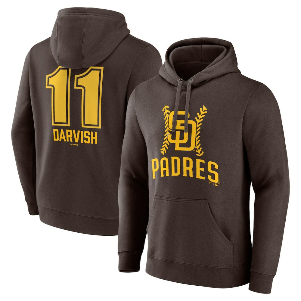 Yu Darvish San Diego Padres Fastball Player Name & Number Pullover Hoodie - Brown