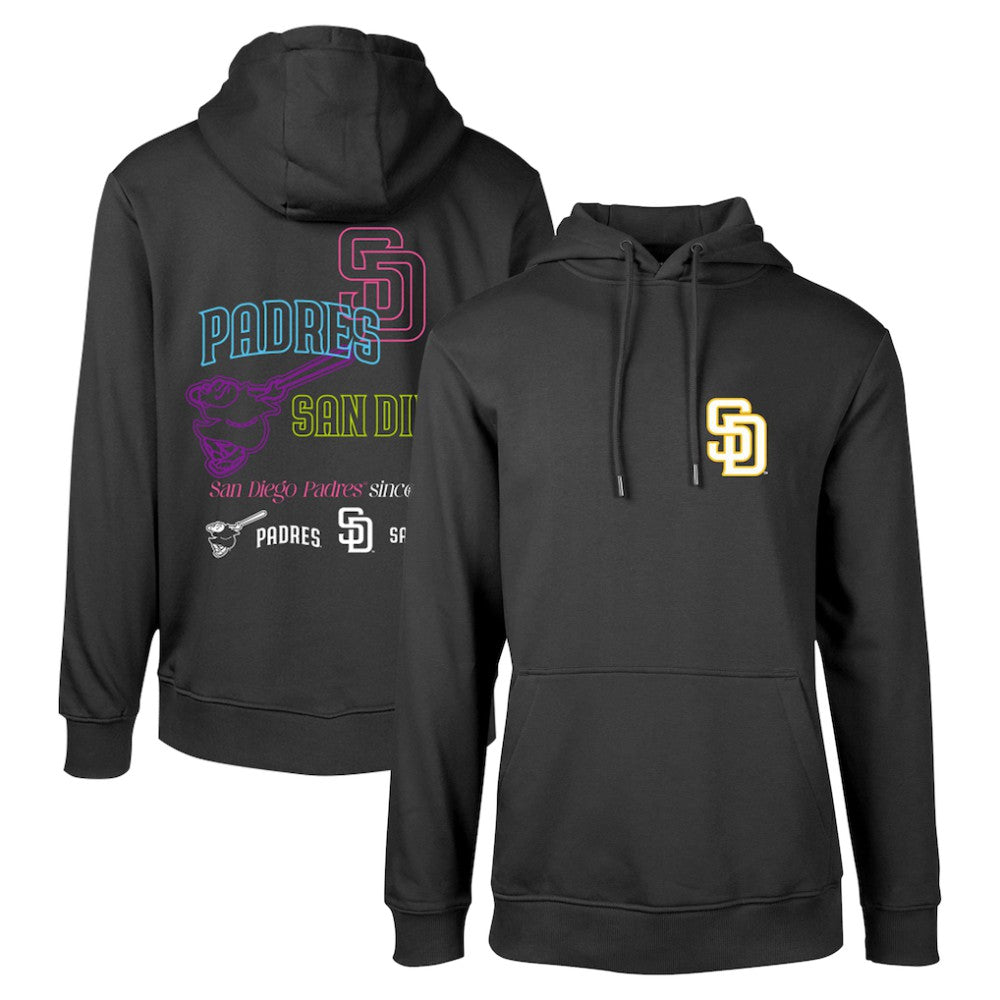 San Diego Padres Levelwear Podium Vintage Pullover Hoodie - Black