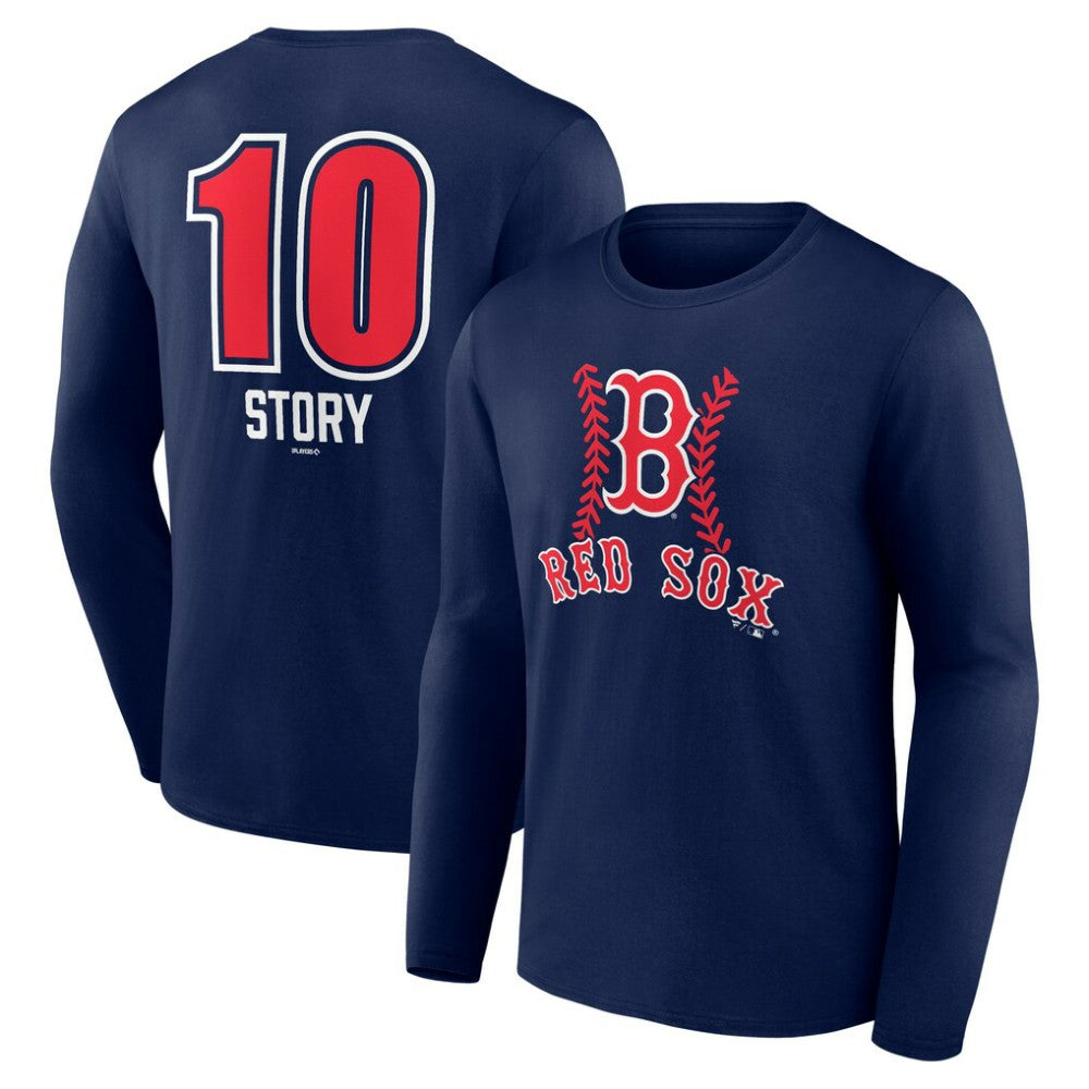 Trevor Story Boston Red Sox Fastball Player Name & Number Long Sleeve T-Shirt - Navy