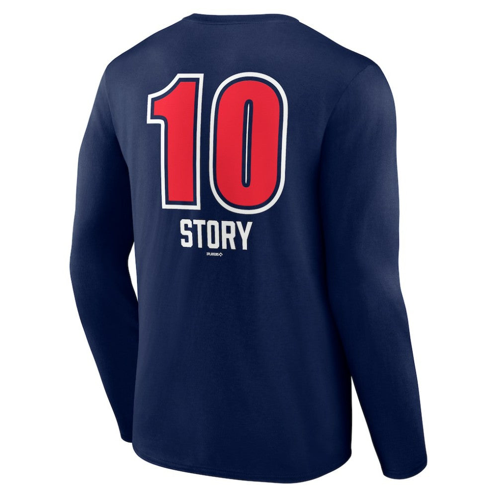 Trevor Story Boston Red Sox Fastball Player Name & Number Long Sleeve T-Shirt - Navy