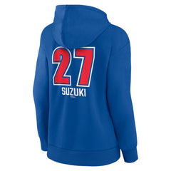 Seiya Suzuki Chicago Cubs Women's Fastball Player Name & Number Pullover Hoodie - Royal
