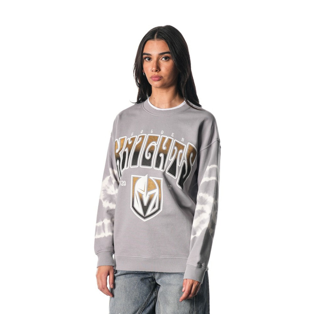 Vegas Golden Knights The Wild Collective Unisex Tie-Dye Double Collar Pullover Sweatshirt Gray