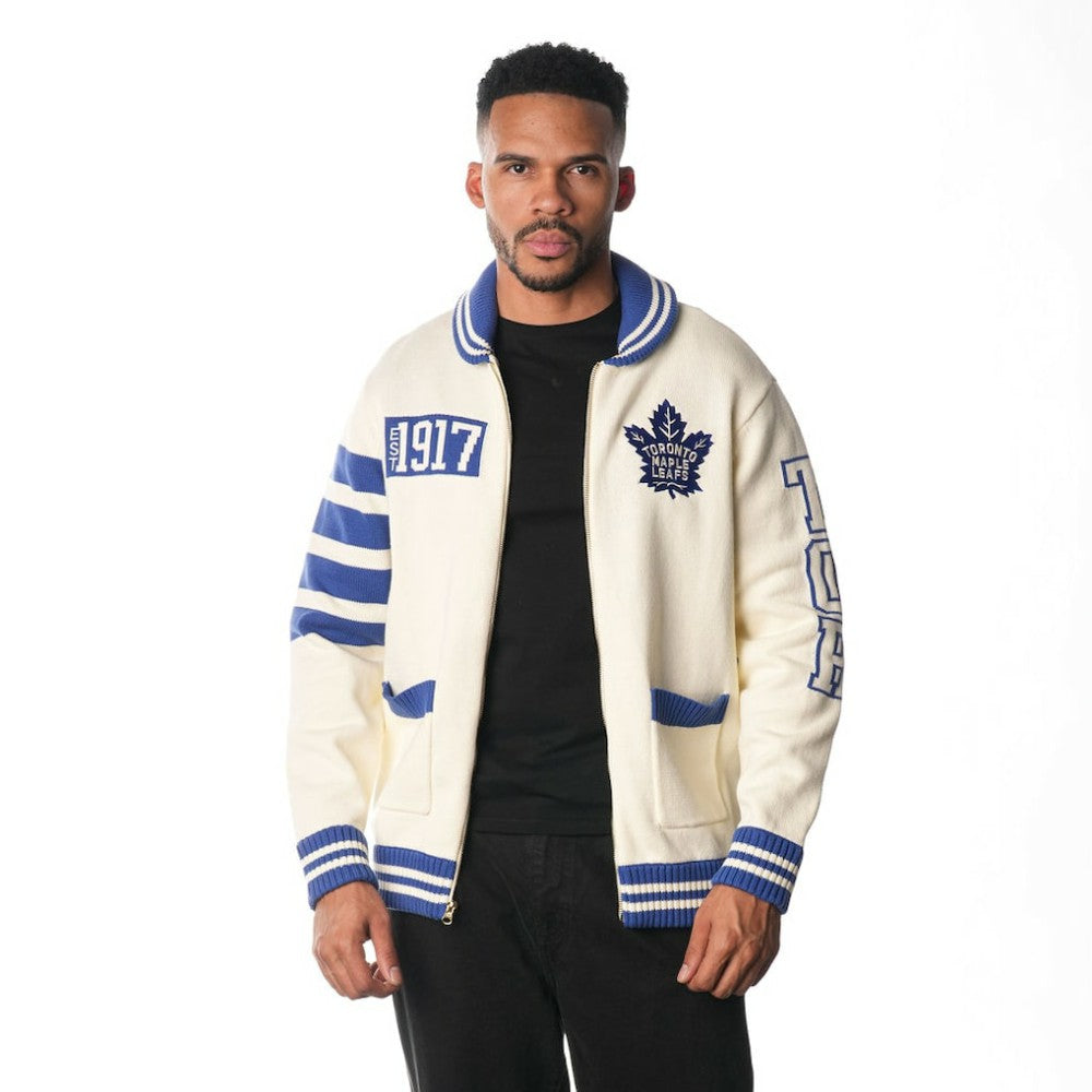 Toronto Maple Leafs The Wild Collective Unisex Jacquard Full-Zip Sweater Cream
