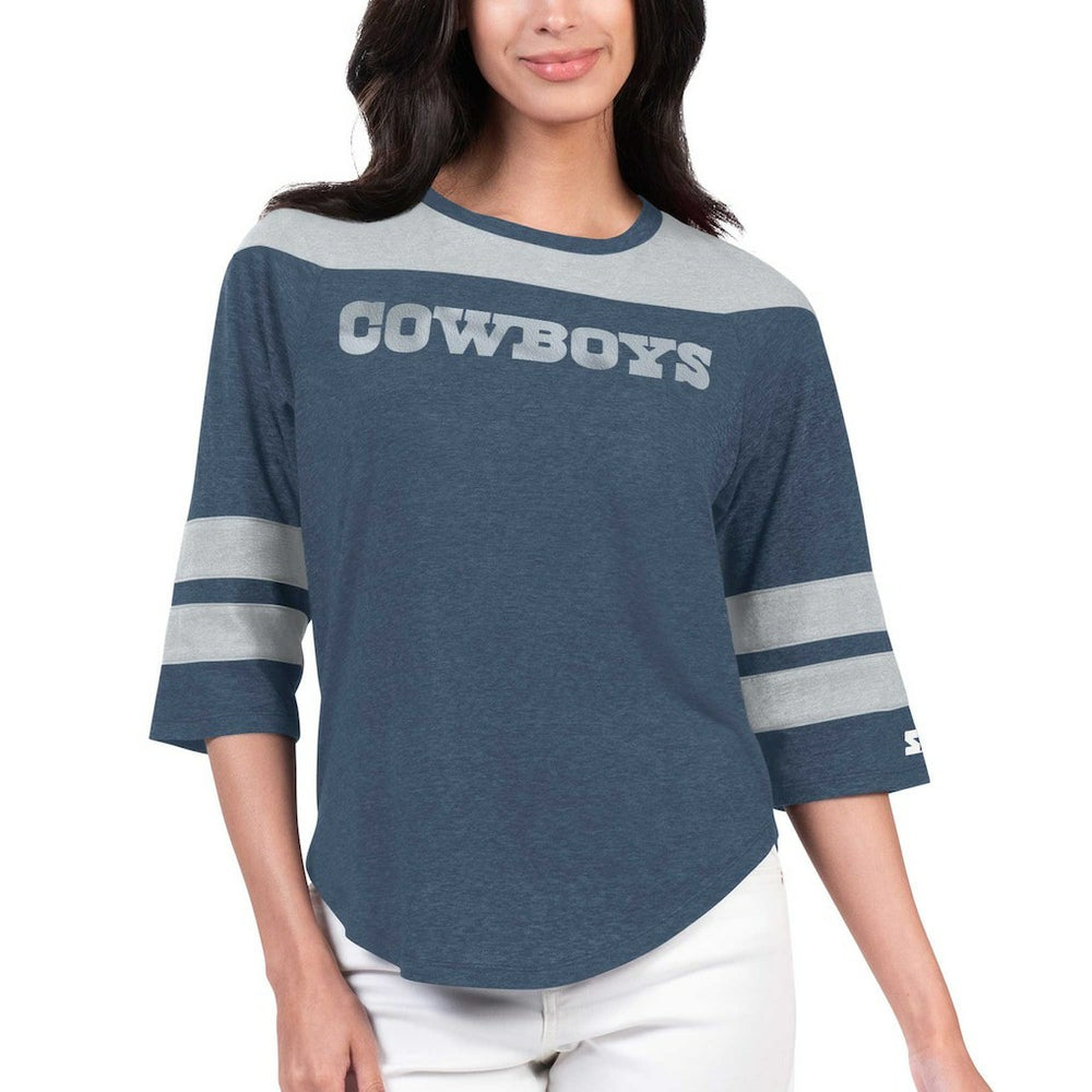 Dallas Cowboys Starter Women's Fullback Tri-Blend 3/4-Sleeve T-Shirt - Navy online