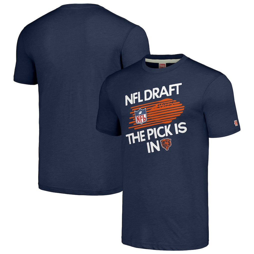 Chicago Bears Homage Unisex 2024 Team Draft Tri-Blend T-Shirt - Heather Navy for sale