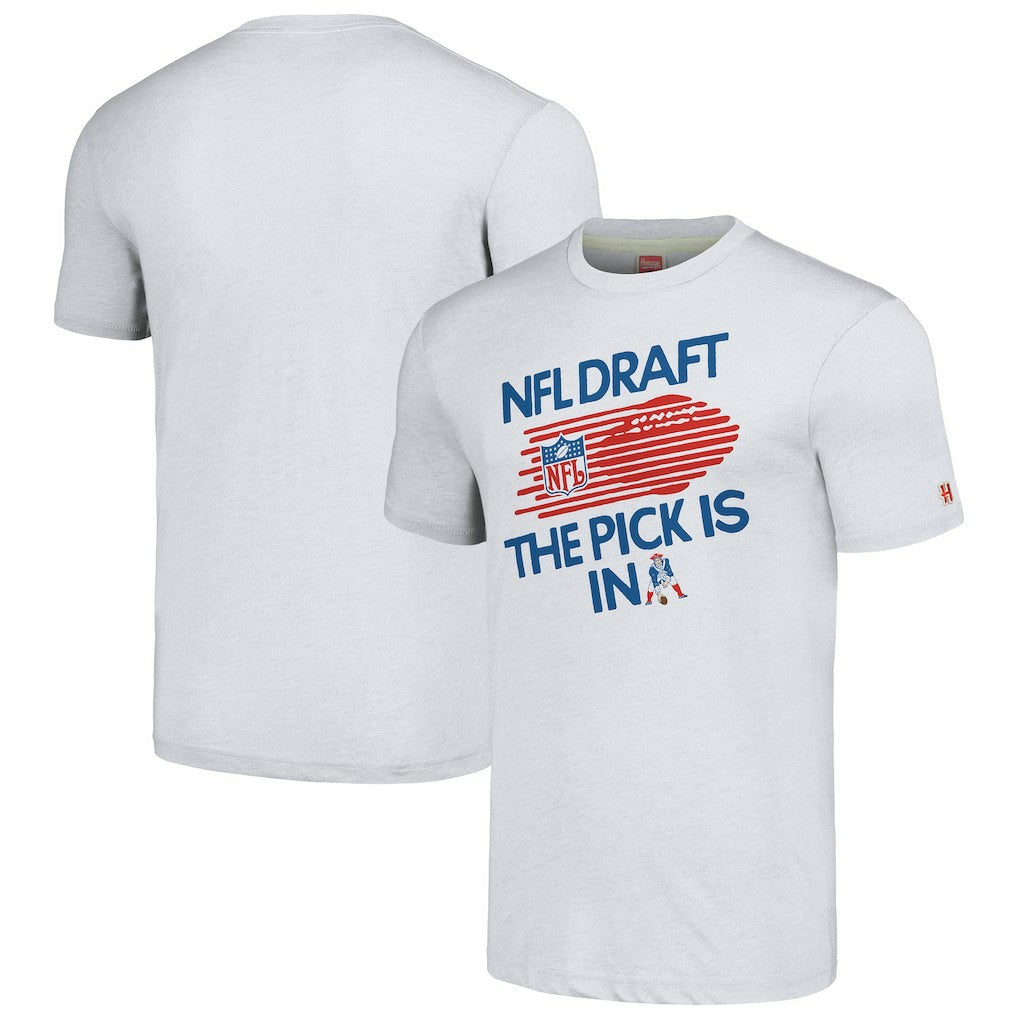 New England Patriots Homage Unisex 2024 Team Draft Tri-Blend T-Shirt - Heather Gray discount
