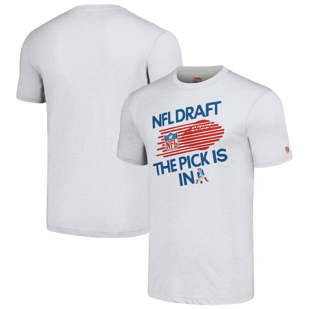 New England Patriots Homage Unisex 2024 Team Draft Tri-Blend T-Shirt - Heather Gray discount