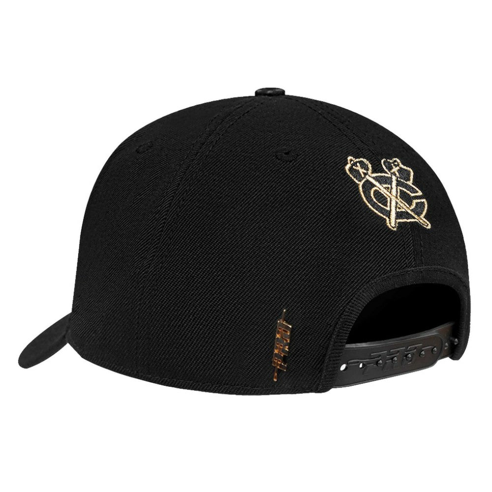 Chicago Blackhawks Pro Standard Metallic Logo Pinch Front Adjustable Hat Black