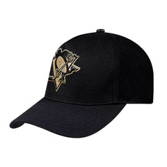 Pittsburgh Penguins Pro Standard Metallic Logo Pinch Front Adjustable Hat Black