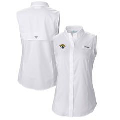 Jacksonville Jaguars Women's PFG Tamiami Omni-Shade Sleeveless Button-Up Shirt - White cheap