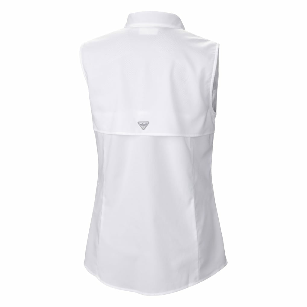 Miami Dolphins Women's PFG Tamiami Omni-Shade Sleeveless Button-Up Shirt - White outlet