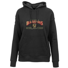 Chicago Blackhawks Levelwear Women's Retro Adorn Spellout Pullover Hoodie Black