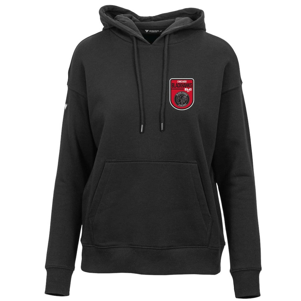 Chicago Blackhawks Levelwear Women's Retro Adorn Pullover Hoodie Black