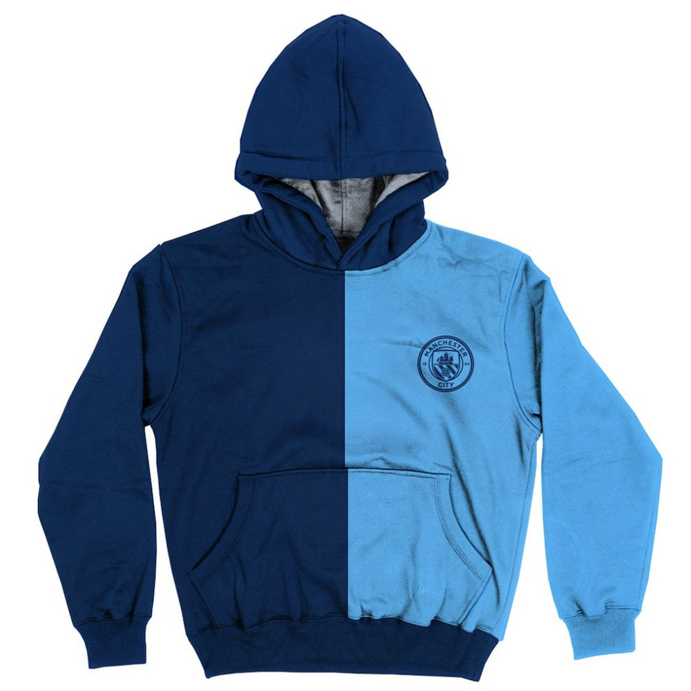 Manchester City Vive La Fete Youth Color Block Fleece Pullover Hoodie - Navy/Sky Blue outlet