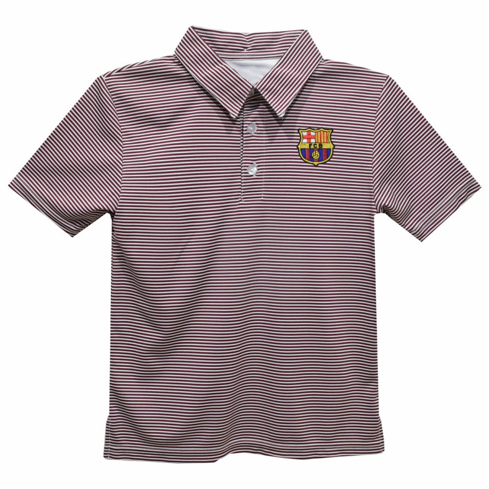 Barcelona Vive La Fete Youth Pencil Stripe Polo - Maroon online
