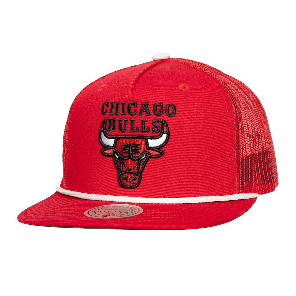 Chicago Bulls Roper Meshback Trucker Snapback Hat - Red | Mitchell & Ness cheap