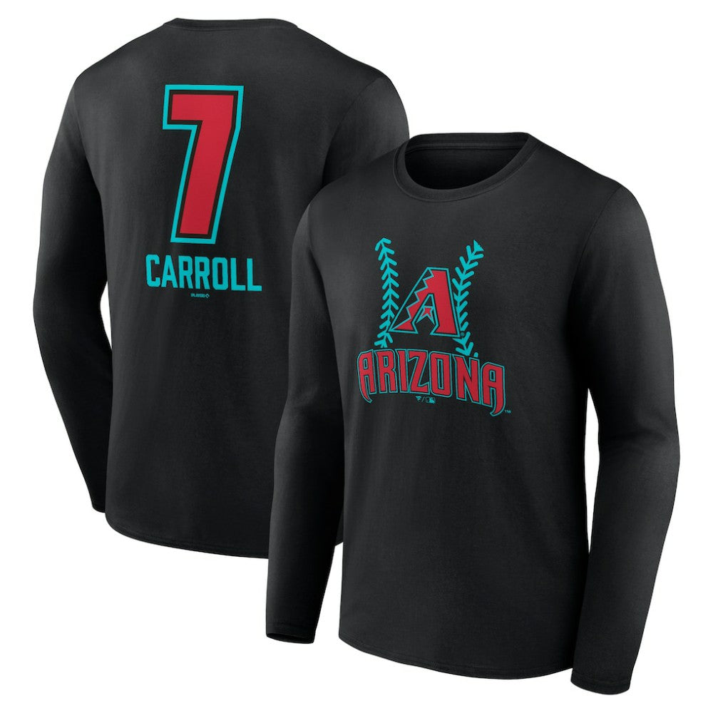 Corbin Carroll Arizona Diamondbacks Name & Number Fastball Long Sleeve T-Shirt - Black