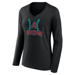 Corbin Carroll Arizona Diamondbacks Women's Name & Number Fastball V-Neck Long Sleeve T-Shirt - Black