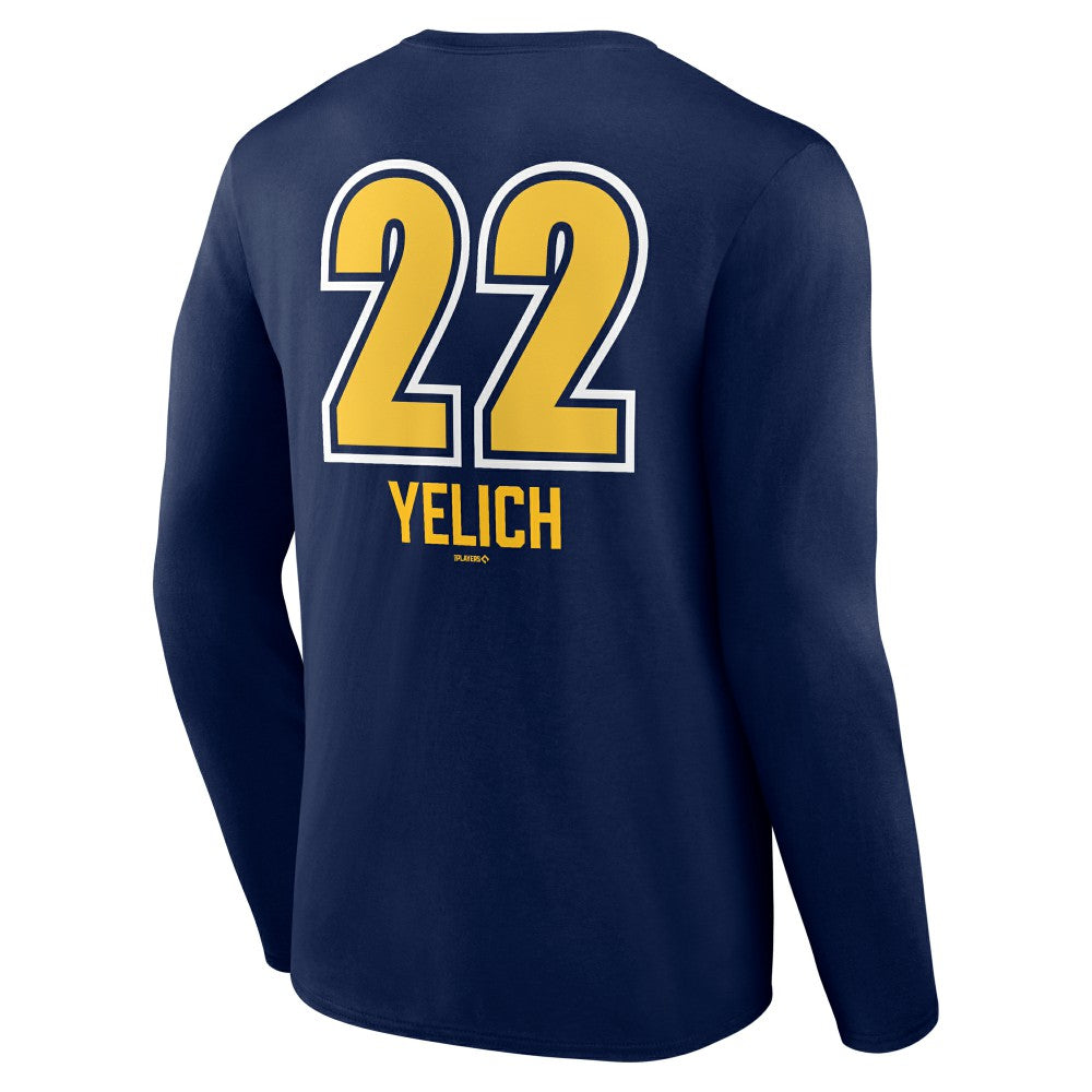 Christian Yelich Milwaukee Brewers Name & Number Fastball Long Sleeve T-Shirt - Navy