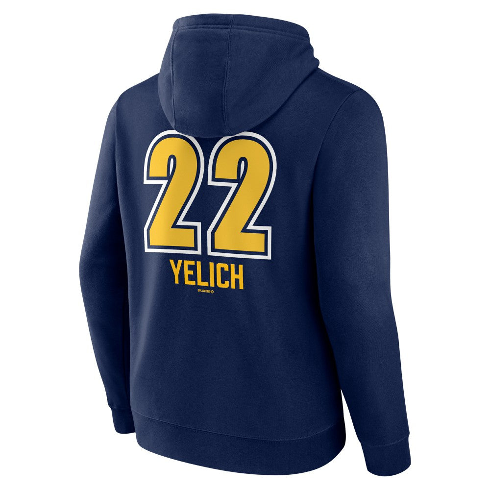 Christian Yelich Milwaukee Brewers Name & Number Fastball Pullover Hoodie - Navy