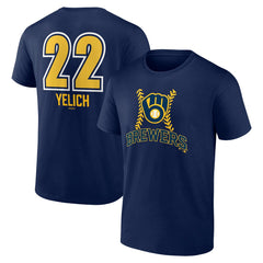 Christian Yelich Milwaukee Brewers Name & Number Fastball T-Shirt - Navy