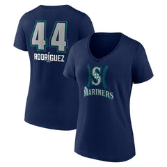 Julio Rodríguez Seattle Mariners Women's Name & Number Fastball V-Neck T-Shirt - Navy