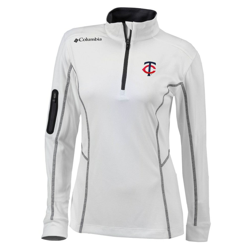 Minnesota Twins Women's Omni-Wick Shotgun Quarter-Zip Pullover Top - White | Columbia