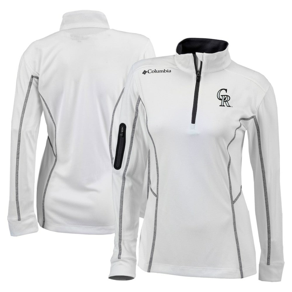 Colorado Rockies Women's Omni-Wick Shotgun Quarter-Zip Pullover Top - White | Columbia