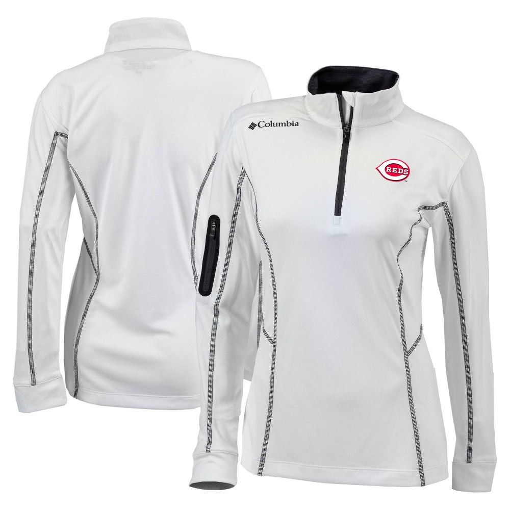 Cincinnati Reds Women's Omni-Wick Shotgun Quarter-Zip Pullover Top - White | Columbia