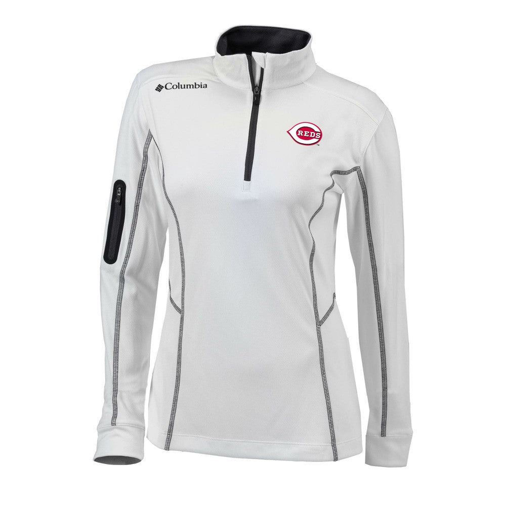 Cincinnati Reds Women's Omni-Wick Shotgun Quarter-Zip Pullover Top - White | Columbia