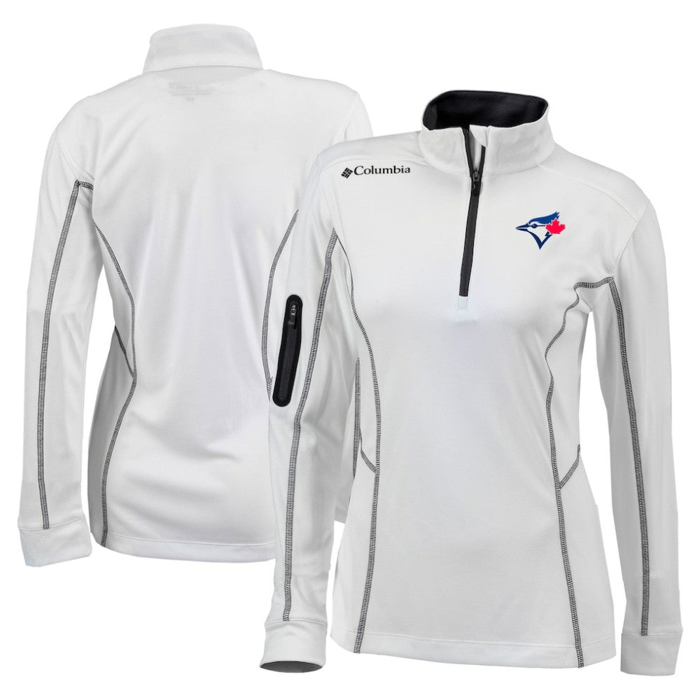Toronto Blue Jays Women's Omni-Wick Shotgun Quarter-Zip Pullover Top - White | Columbia