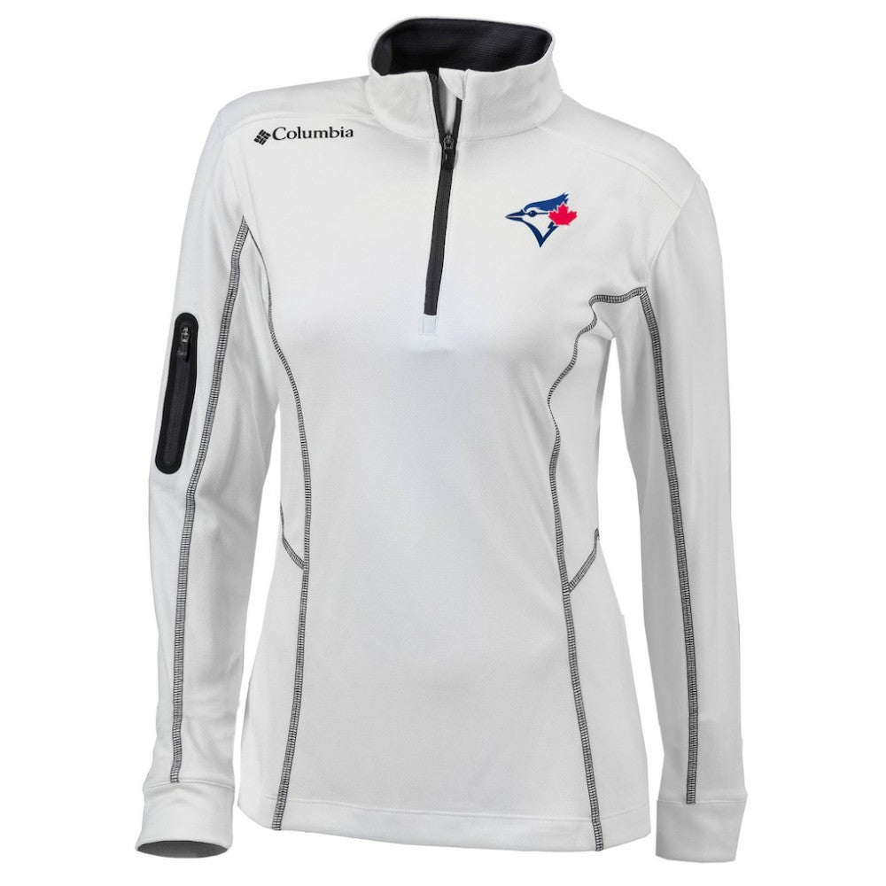 Toronto Blue Jays Women's Omni-Wick Shotgun Quarter-Zip Pullover Top - White | Columbia