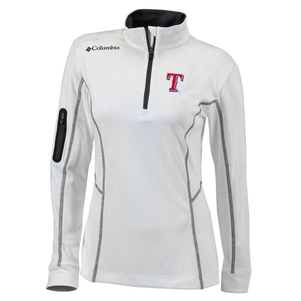 Texas Rangers Women's Omni-Wick Shotgun Quarter-Zip Pullover Top - White | Columbia